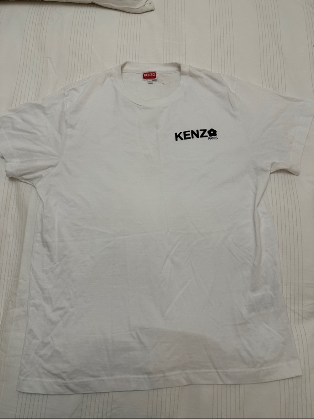Kenzo White Short Sleeve Tee with Black Logo